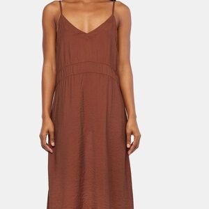 LACAUSA Medium M Brown Adjustable Spaghetti Straps Alms Slip Dress Los Angeles
